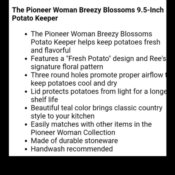 🌺 New Pioneer Woman Breezy Blossom Potato Keeper Canister - Picture 4 of 8